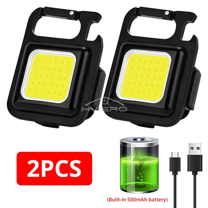 COB Work Light Flashlamp Mini Flashlight Keychain Carry LED Waterproof USB Charge Convenient Emergency Outdoor Lighting Camping
