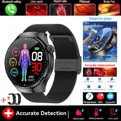 2025 New For Xiaomi Health Nursing Grade Smart Watch Men Blood Lipid Uric Acid Tracker ECG+PPG Clock Bluetooth Call Smartwatches