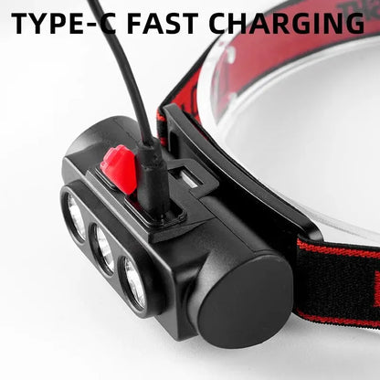 LED Strong Light Long-distance Sensing USB Charging Portable Head Mounted Light Outdoor Night Running Light Night Fishing Light