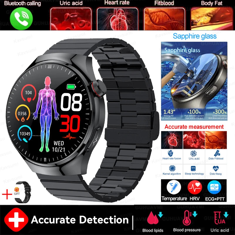 2025 New For Xiaomi Health Nursing Grade Smart Watch Men Blood Lipid Uric Acid Tracker ECG+PPG Clock Bluetooth Call Smartwatches