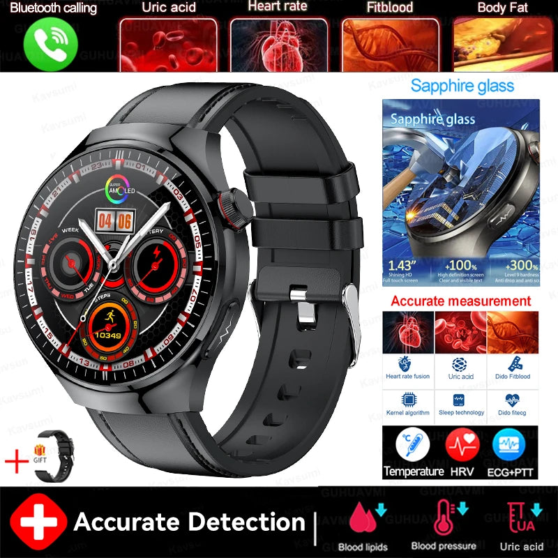 2025 New For Xiaomi Health Nursing Grade Smart Watch Men Blood Lipid Uric Acid Tracker ECG+PPG Clock Bluetooth Call Smartwatches
