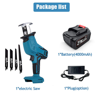 Cordless Electric Reciprocating Saw For Wood Metal PVC Pipe Cutting Portable Power Tools With 4 Blades For Makita 18V Battery