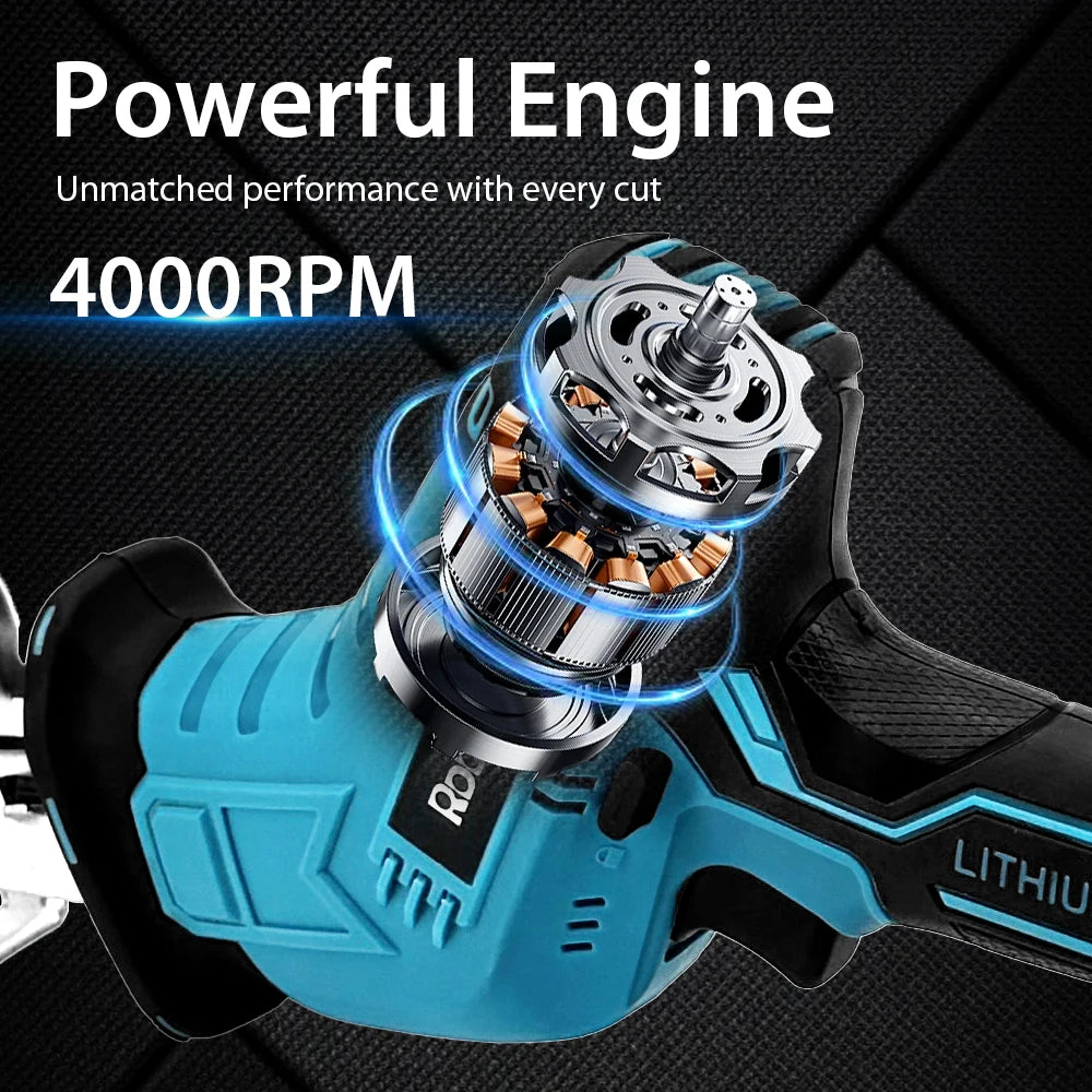 Cordless Electric Reciprocating Saw For Wood Metal PVC Pipe Cutting Portable Power Tools With 4 Blades For Makita 18V Battery