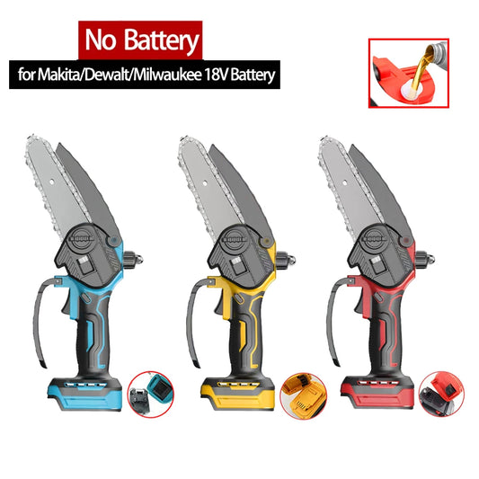 Electric Chain Saw Handheld Portable Chainsaw Tree 6IN Wood Cutter Pruning Garden Power Tools Fit Makita/Dewalt/milwaukee 18V