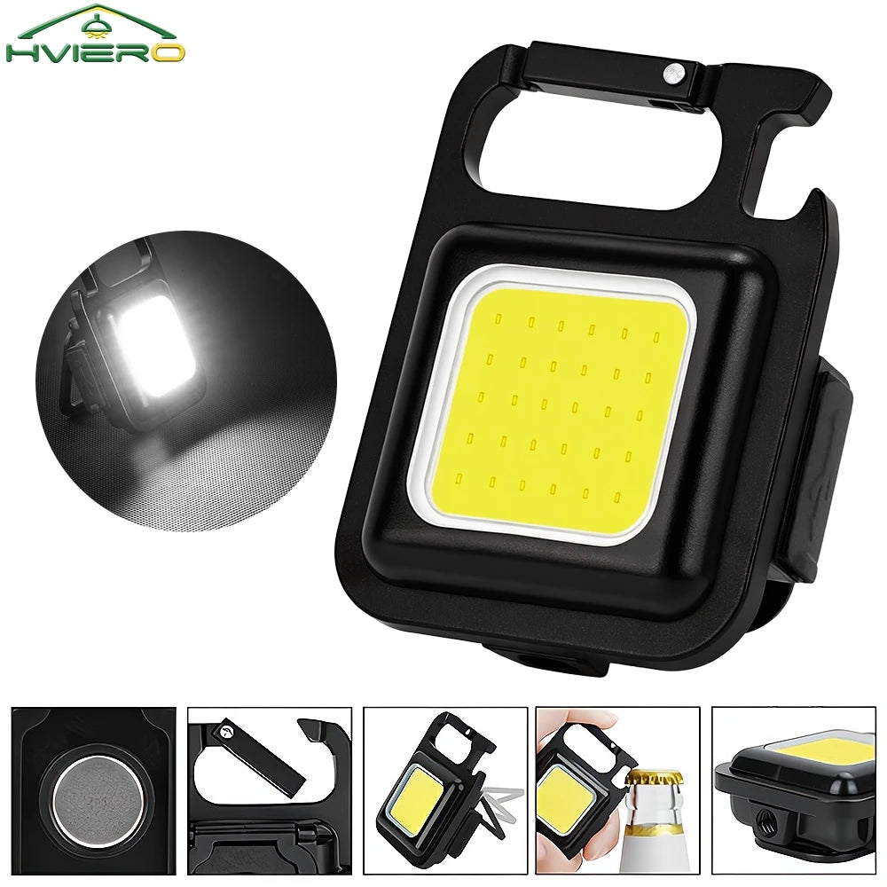 COB Work Light Flashlamp Mini Flashlight Keychain Carry LED Waterproof USB Charge Convenient Emergency Outdoor Lighting Camping