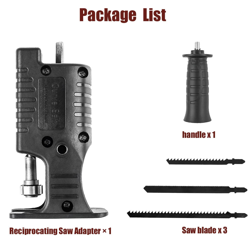 Portable Reciprocating Saw Adapter, 3/9pcs Saw Blade Electric Drill Modified Jig Saw, Wood Cutting Machine DIY Woodworking Tools