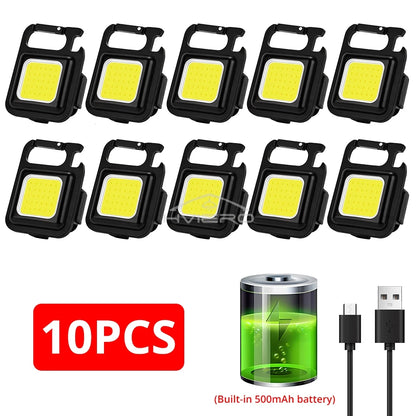 COB Work Light Flashlamp Mini Flashlight Keychain Carry LED Waterproof USB Charge Convenient Emergency Outdoor Lighting Camping