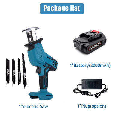 Cordless Electric Reciprocating Saw For Wood Metal PVC Pipe Cutting Portable Power Tools With 4 Blades For Makita 18V Battery