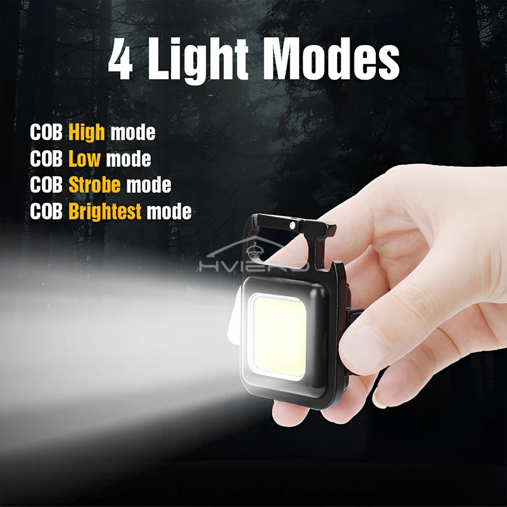 COB Work Light Flashlamp Mini Flashlight Keychain Carry LED Waterproof USB Charge Convenient Emergency Outdoor Lighting Camping