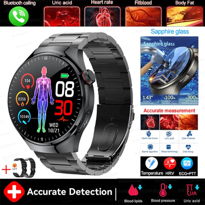 2025 New For Xiaomi Health Nursing Grade Smart Watch Men Blood Lipid Uric Acid Tracker ECG+PPG Clock Bluetooth Call Smartwatches