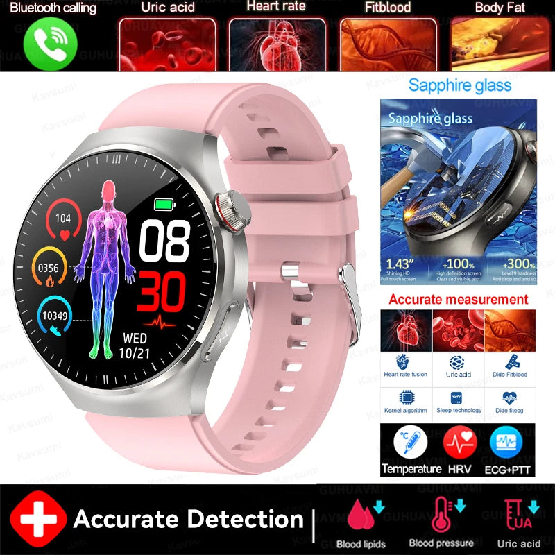 2025 New For Xiaomi Health Nursing Grade Smart Watch Men Blood Lipid Uric Acid Tracker ECG+PPG Clock Bluetooth Call Smartwatches