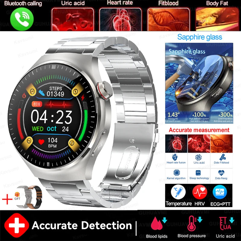 2025 New For Xiaomi Health Nursing Grade Smart Watch Men Blood Lipid Uric Acid Tracker ECG+PPG Clock Bluetooth Call Smartwatches