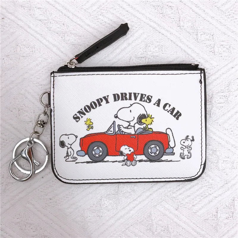 Snoopy Coin Purses Charlie Brown Cute Wallet Women Leisure Woodstock Zipper Card Holder Coin Pouch Lady Cases Giirls