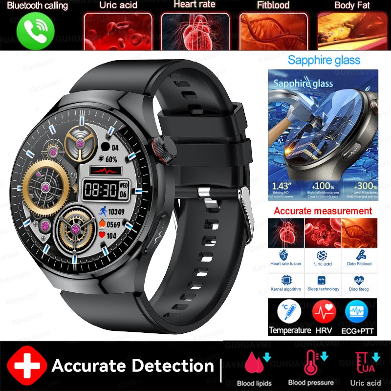 2025 New For Xiaomi Health Nursing Grade Smart Watch Men Blood Lipid Uric Acid Tracker ECG+PPG Clock Bluetooth Call Smartwatches