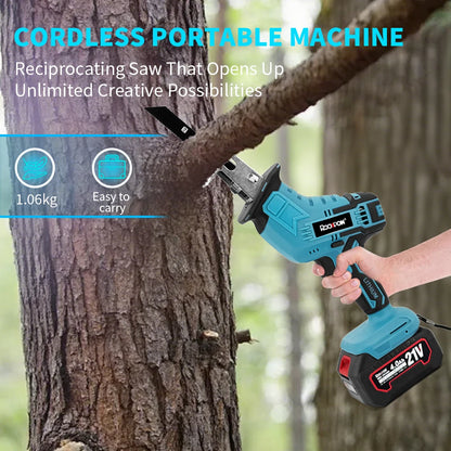 Cordless Electric Reciprocating Saw For Wood Metal PVC Pipe Cutting Portable Power Tools With 4 Blades For Makita 18V Battery