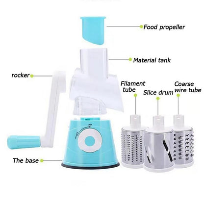 Multifunctional Vegetable Slicer Shredder Cutter Tool 3 Sharp Drums Manual Hand Operated Grater Cheese Peanut Cookie Chopper
