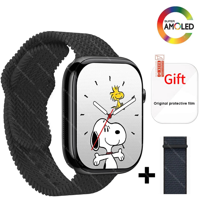 2025 New HK 11 Pro MAX Smart Watch Series 10 46mm AMOLED 4G ROM Bluetooth Call Network AI Robot Clock NFC Compass WatchMen Women