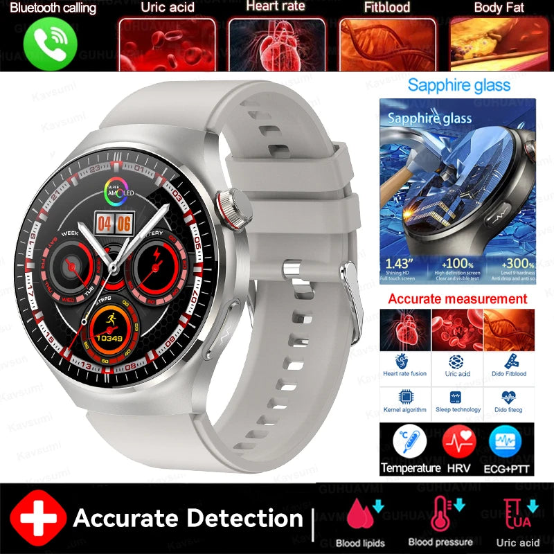 2025 New For Xiaomi Health Nursing Grade Smart Watch Men Blood Lipid Uric Acid Tracker ECG+PPG Clock Bluetooth Call Smartwatches