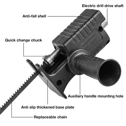 Portable Reciprocating Saw Adapter, 3/9pcs Saw Blade Electric Drill Modified Jig Saw, Wood Cutting Machine DIY Woodworking Tools