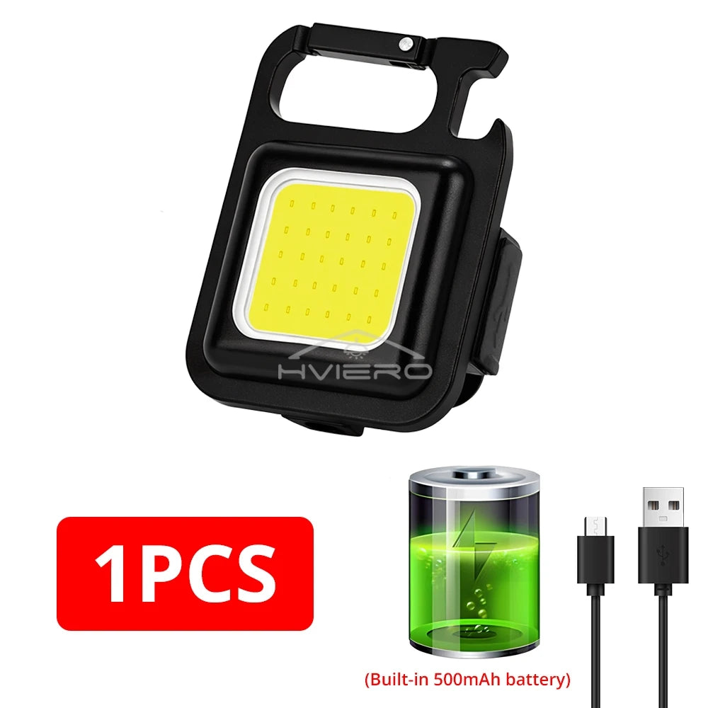 COB Work Light Flashlamp Mini Flashlight Keychain Carry LED Waterproof USB Charge Convenient Emergency Outdoor Lighting Camping