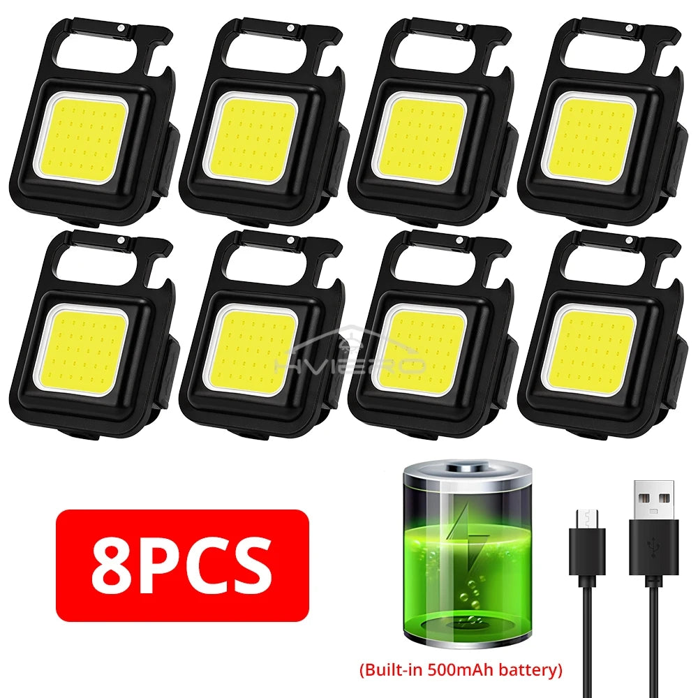 COB Work Light Flashlamp Mini Flashlight Keychain Carry LED Waterproof USB Charge Convenient Emergency Outdoor Lighting Camping