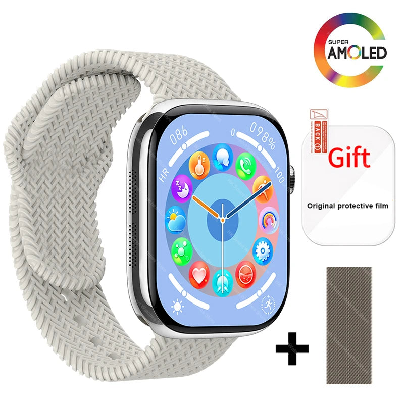 2025 New HK 11 Pro MAX Smart Watch Series 10 46mm AMOLED 4G ROM Bluetooth Call Network AI Robot Clock NFC Compass WatchMen Women