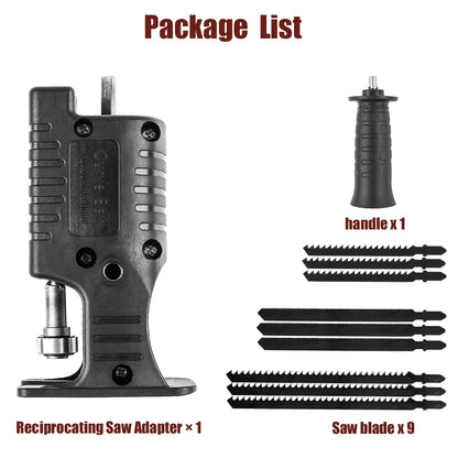 Portable Reciprocating Saw Adapter, 3/9pcs Saw Blade Electric Drill Modified Jig Saw, Wood Cutting Machine DIY Woodworking Tools