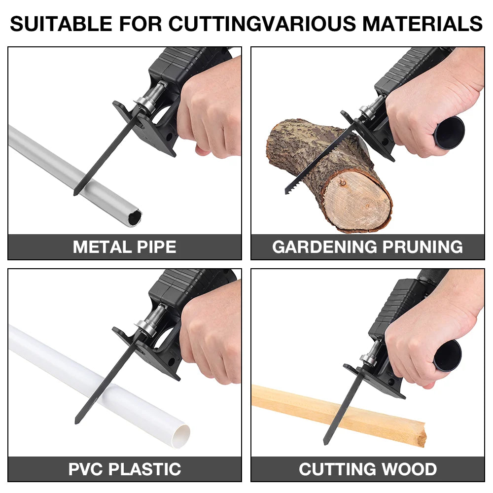 Portable Reciprocating Saw Adapter, 3/9pcs Saw Blade Electric Drill Modified Jig Saw, Wood Cutting Machine DIY Woodworking Tools