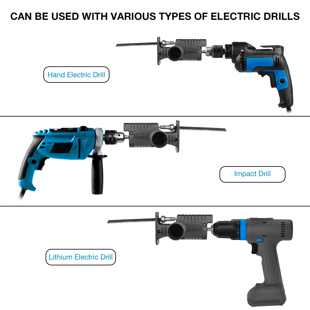 Portable Reciprocating Saw Adapter, 3/9pcs Saw Blade Electric Drill Modified Jig Saw, Wood Cutting Machine DIY Woodworking Tools