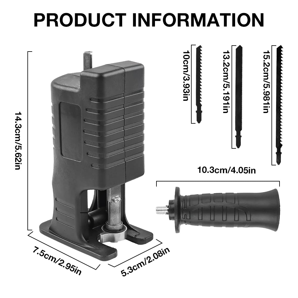 Portable Reciprocating Saw Adapter, 3/9pcs Saw Blade Electric Drill Modified Jig Saw, Wood Cutting Machine DIY Woodworking Tools