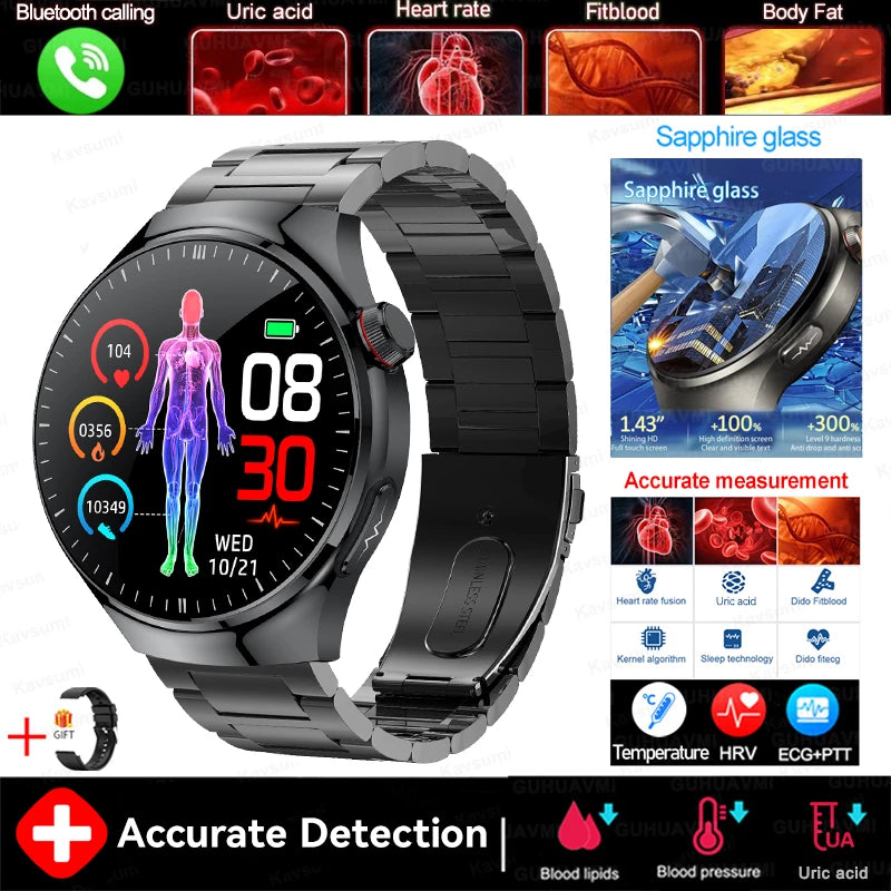 2025 New For Xiaomi Health Nursing Grade Smart Watch Men Blood Lipid Uric Acid Tracker ECG+PPG Clock Bluetooth Call Smartwatches
